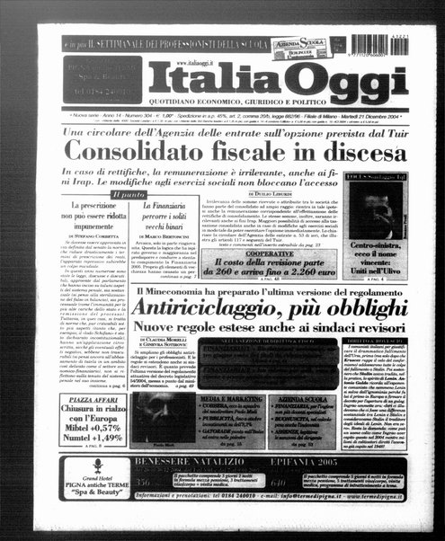 Italia oggi : quotidiano di economia finanza e politica